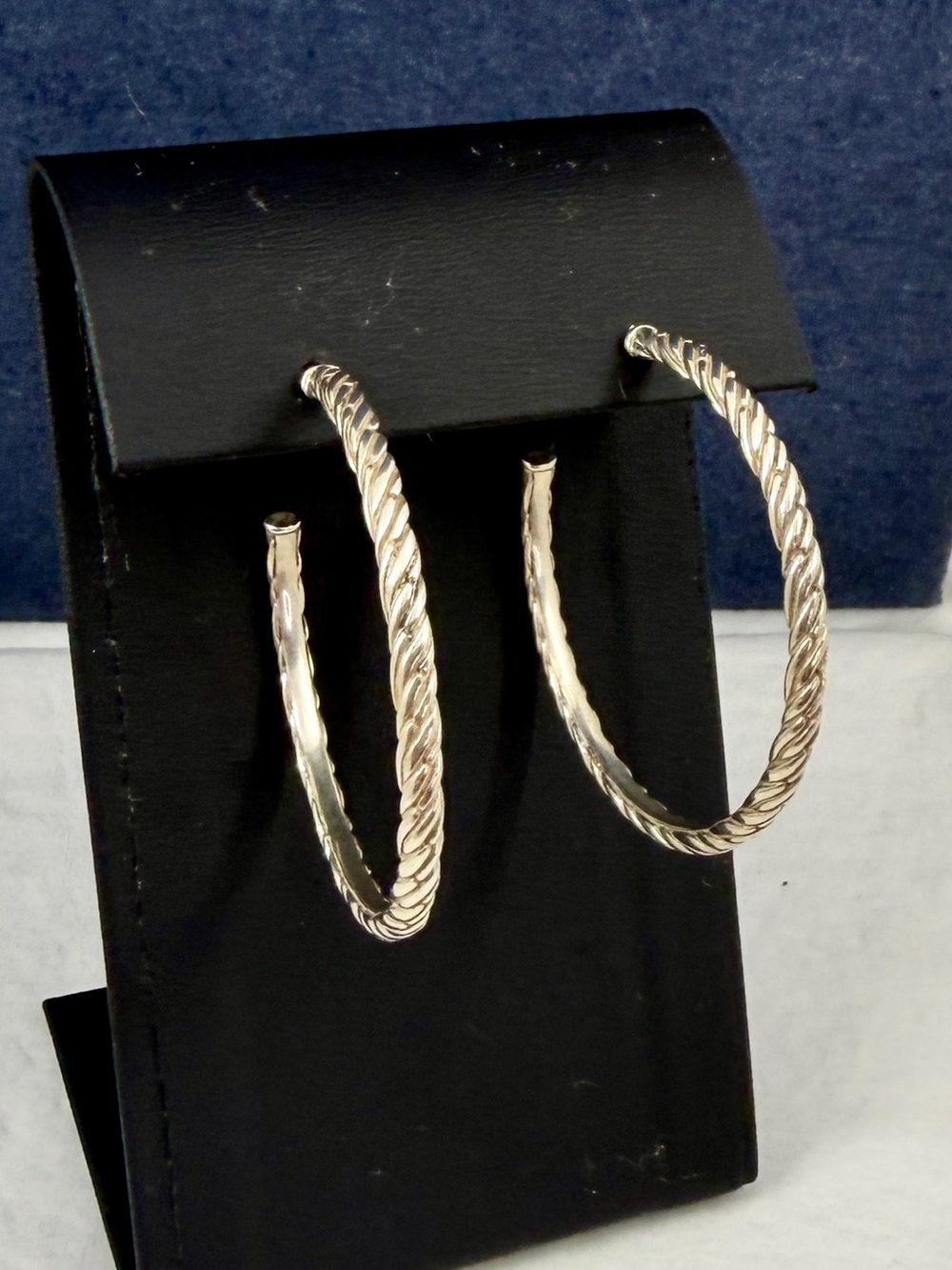 JOHN HARDY JAI Sterling Silver Braided Twist Textured Hoop Earrings; 1.5”
